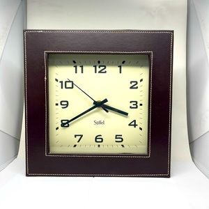 Stiffel Brown Faux Leather Wall Clock
